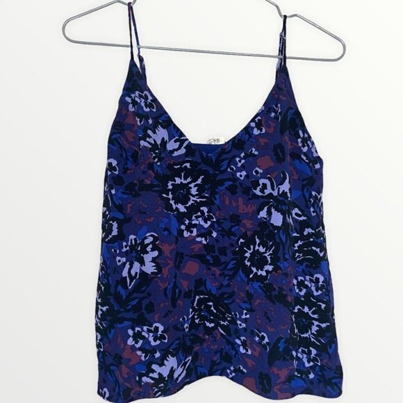 Wilfred Free | Aritzia Navy Blue Floral Print Lined Cami Tank Top Size Medium - Picture 1 of 6